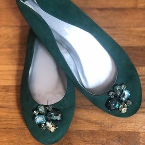 Emerald green ballet flats size 10